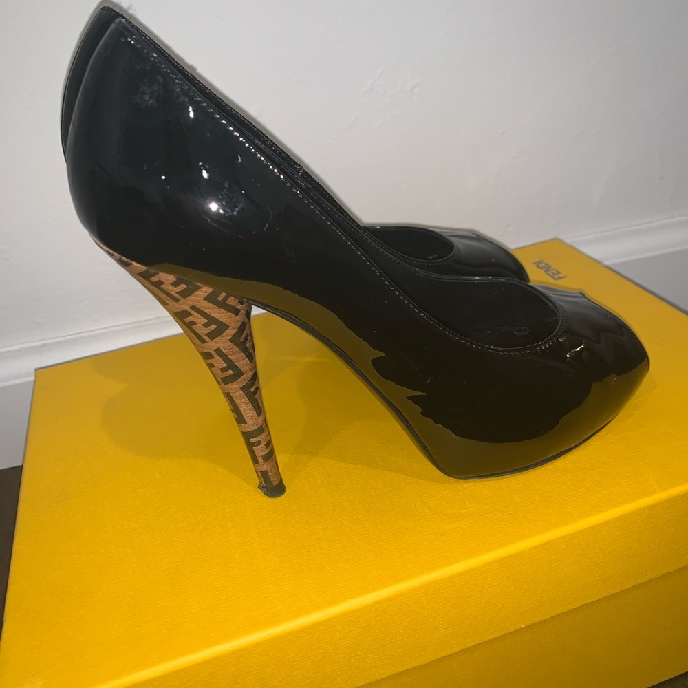 Fendi Peep Toe Patent Pumps